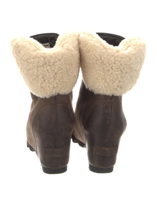 Sorel Leather Fur Trim Lace-Up Boots