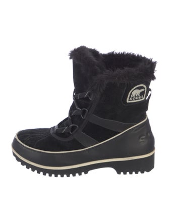 Sorel Suede Faux Fur Trim Combat Boots