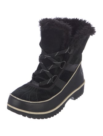 Sorel Suede Faux Fur Trim Combat Boots