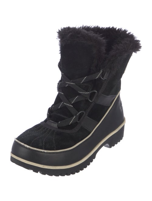 Sorel Suede Faux Fur Trim Combat Boots