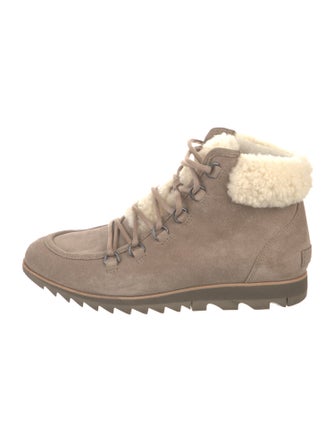 Sorel Suede Fur Trim Hiking Boots