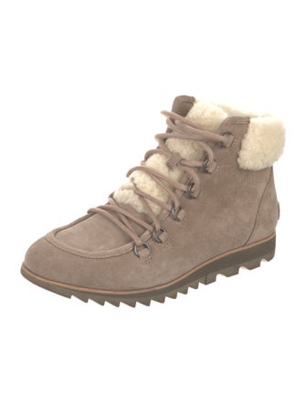 Sorel Suede Fur Trim Hiking Boots