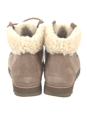 Sorel Suede Fur Trim Hiking Boots