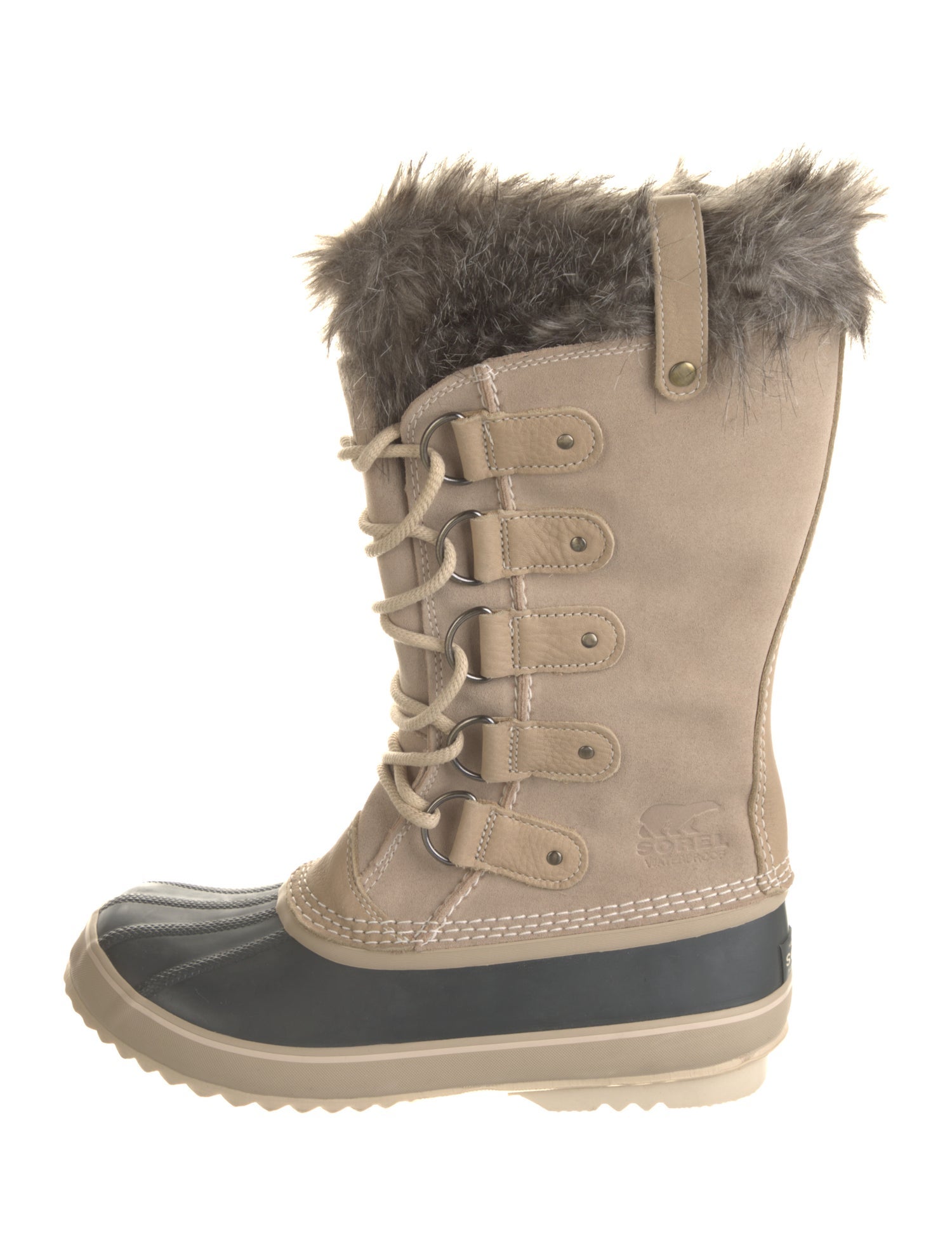 Sorel Suede Fur Trim Lace-Up Boots