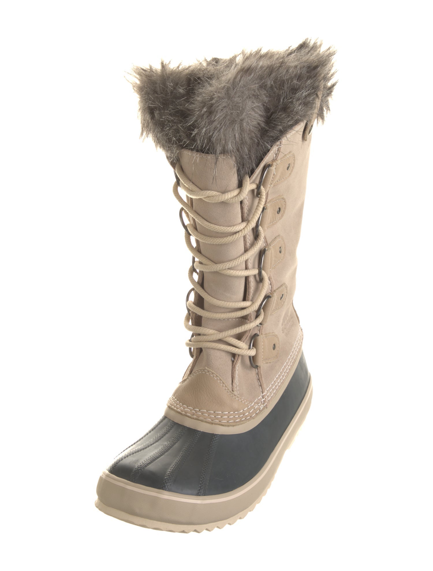 Sorel Suede Fur Trim Lace-Up Boots