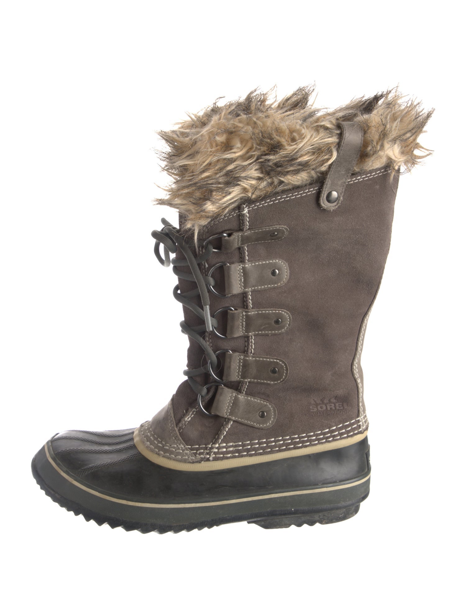 Sorel Suede Faux Fur Trim Lace-Up Boots