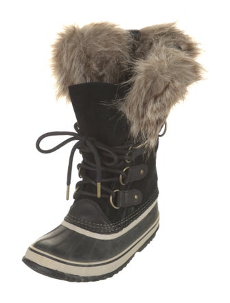 Sorel Suede Faux Fur Trim Lace-Up Boots