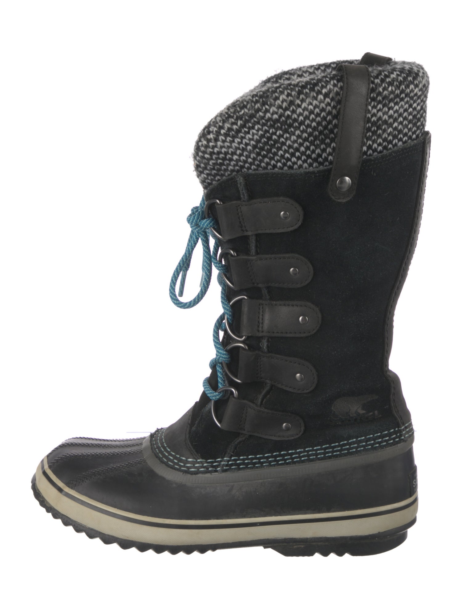 Sorel Suede Houndstooth Print Lace-Up Boots