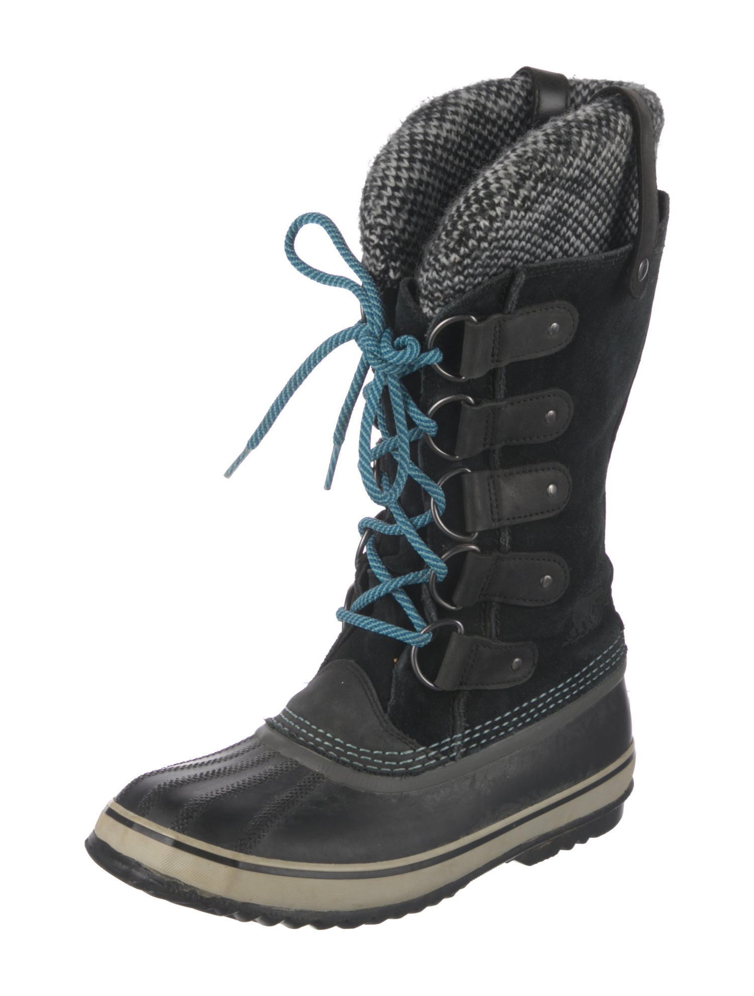 Sorel Suede Houndstooth Print Lace-Up Boots