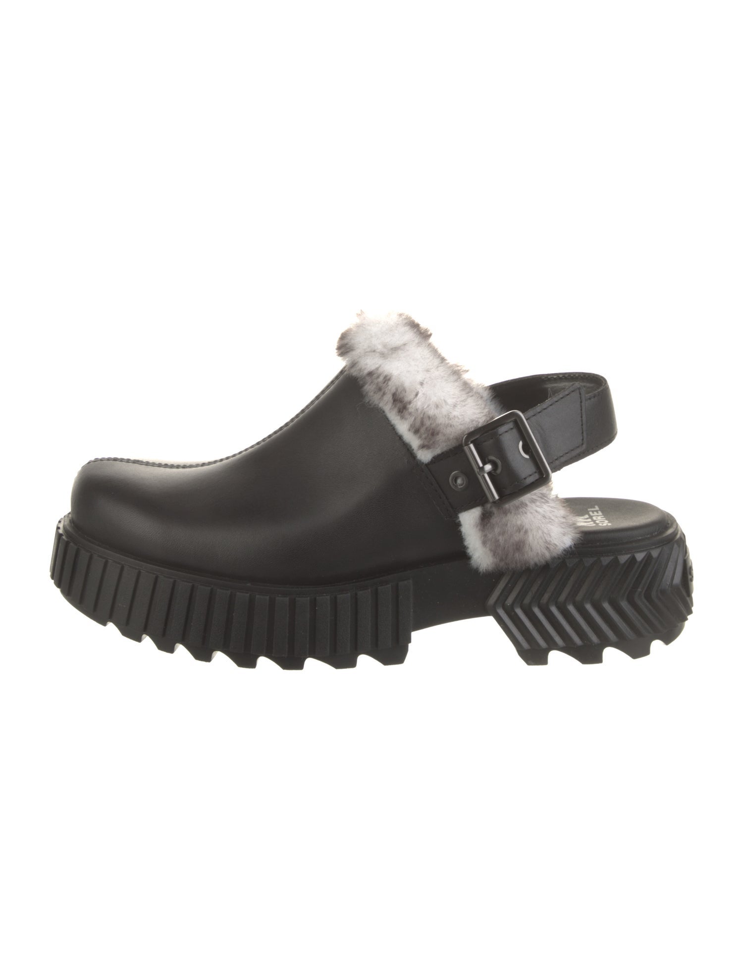 Sorel Leather Fur Trim Slingback Sandals