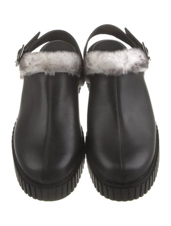 Sorel Leather Fur Trim Slingback Sandals