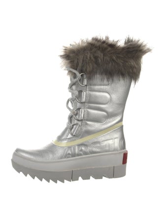 Sorel Leather Faux Fur Trim Lace-Up Boots