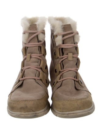 Sorel Suede Fur Trim Lace-Up Boots