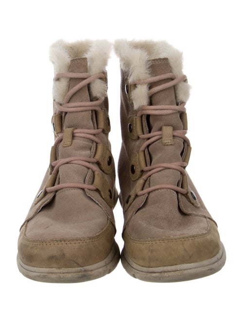 Sorel Suede Fur Trim Lace-Up Boots