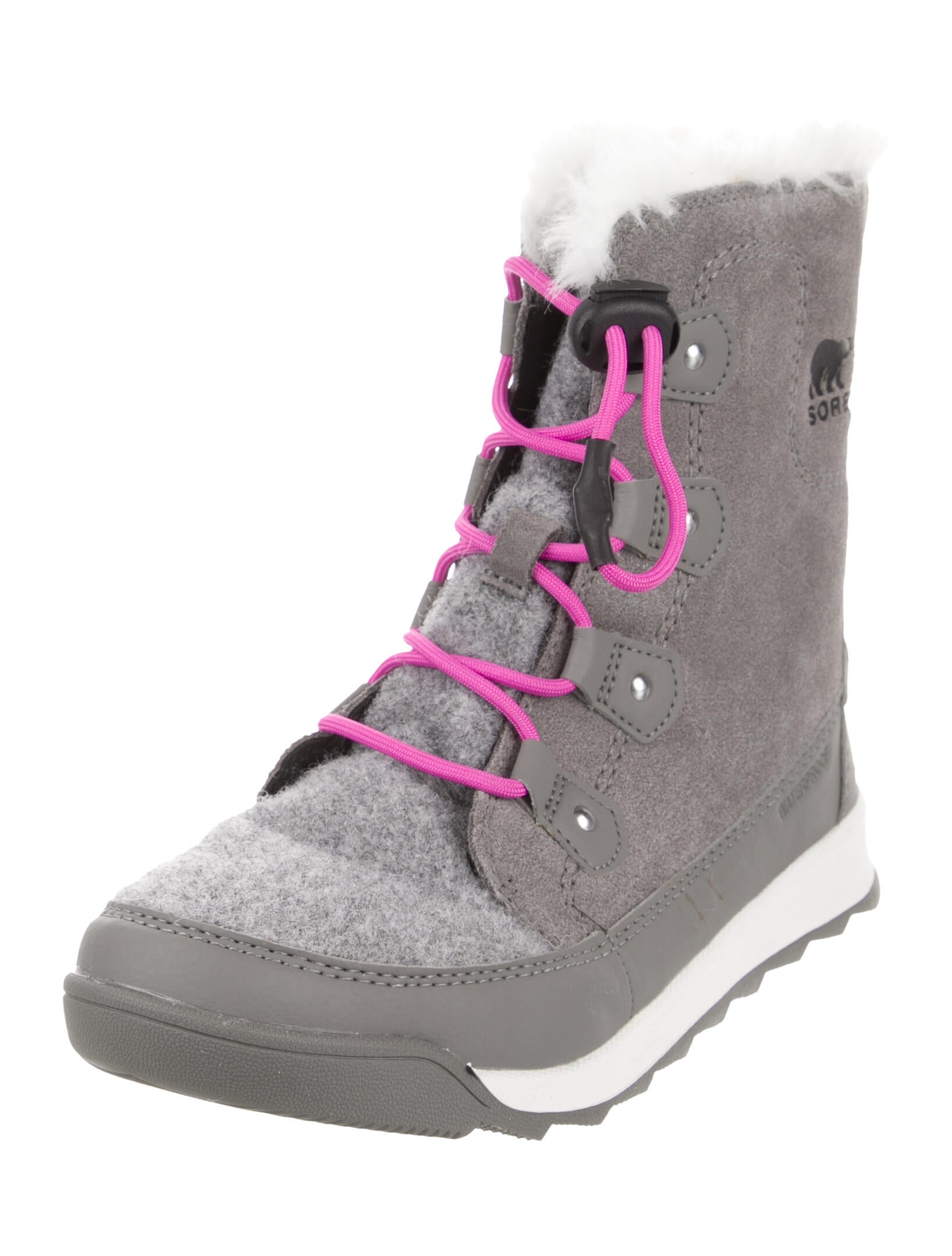 Sorel Wool Fur Trim Lace-Up Boots