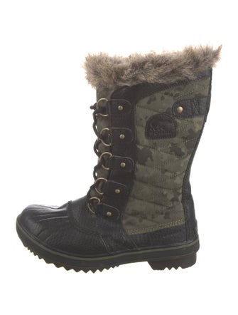Sorel Camouflage Print Fur Trim Lace-Up Boots
