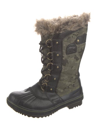 Sorel Camouflage Print Fur Trim Lace-Up Boots