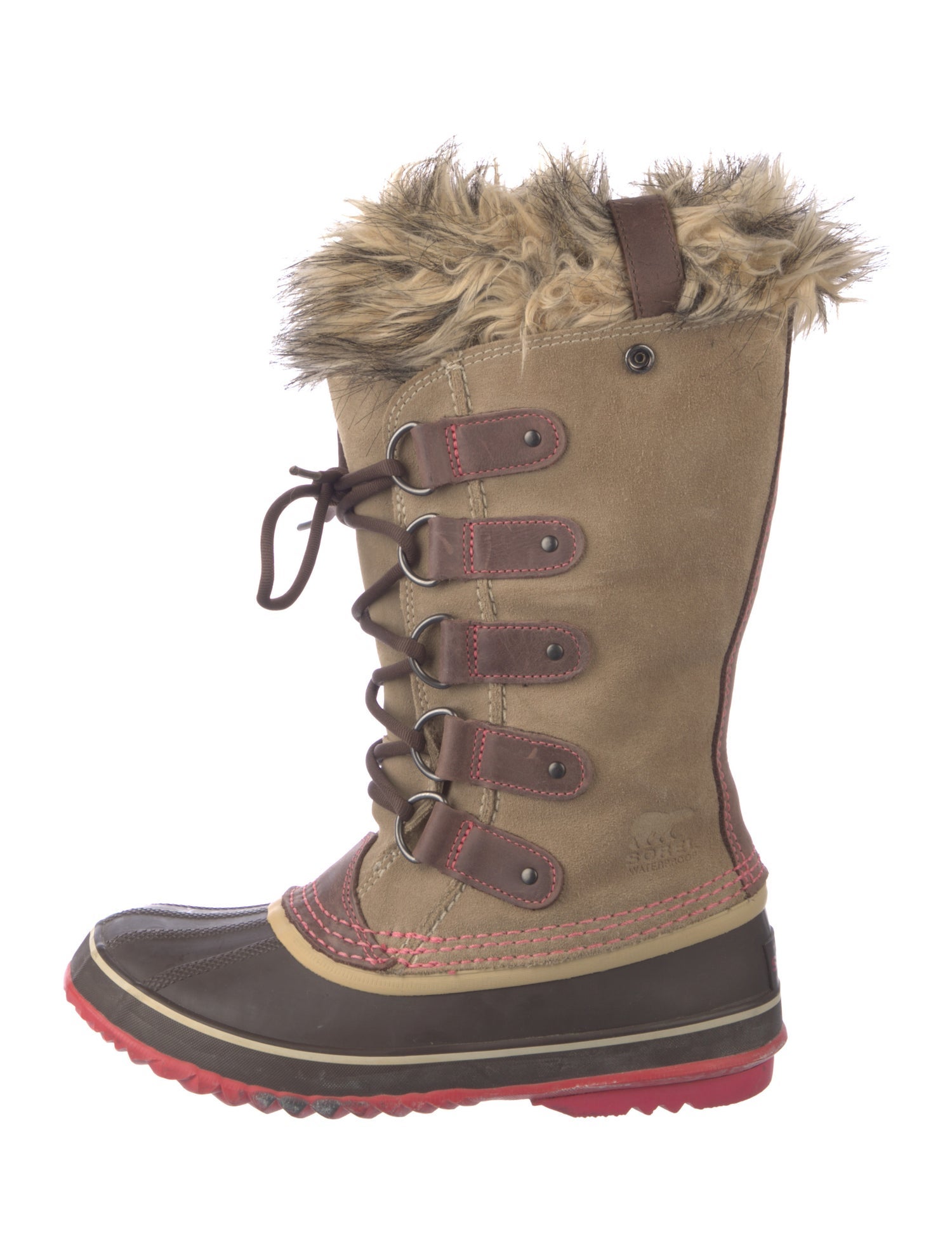 Sorel Suede Fur Trim Lace-Up Boots