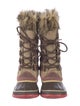 Sorel Suede Fur Trim Lace-Up Boots