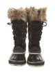 Sorel Suede Faux Fur Trim Lace-Up Boots