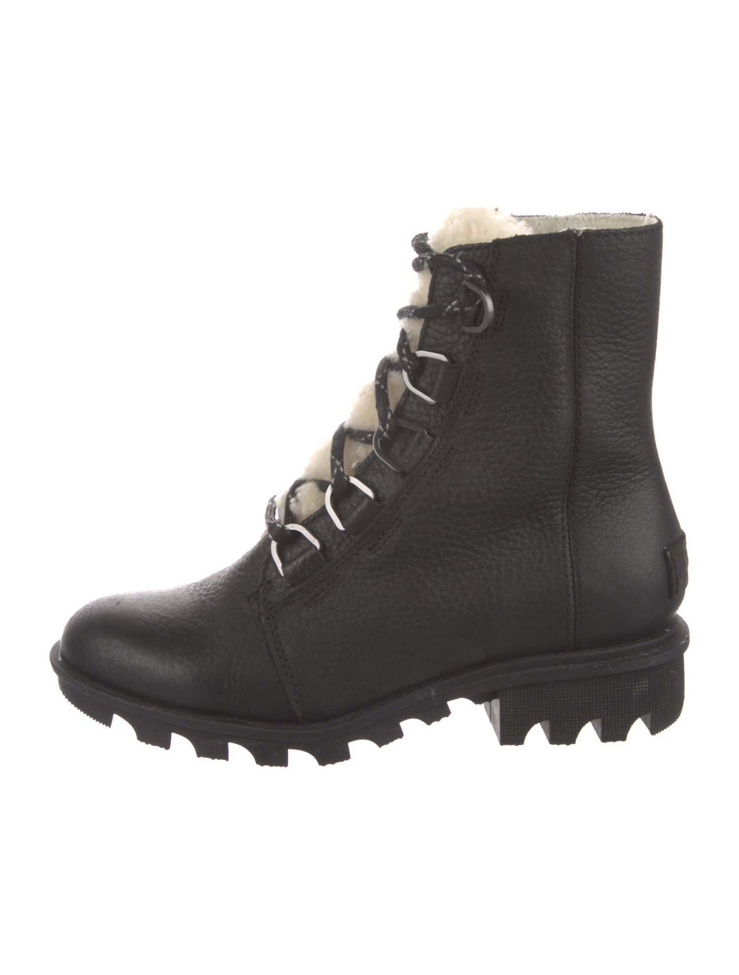 Sorel Leather Fur Trim Combat Boots
