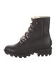 Sorel Leather Fur Trim Combat Boots