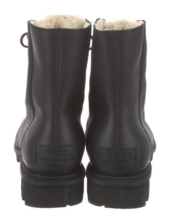 Sorel Leather Fur Trim Combat Boots