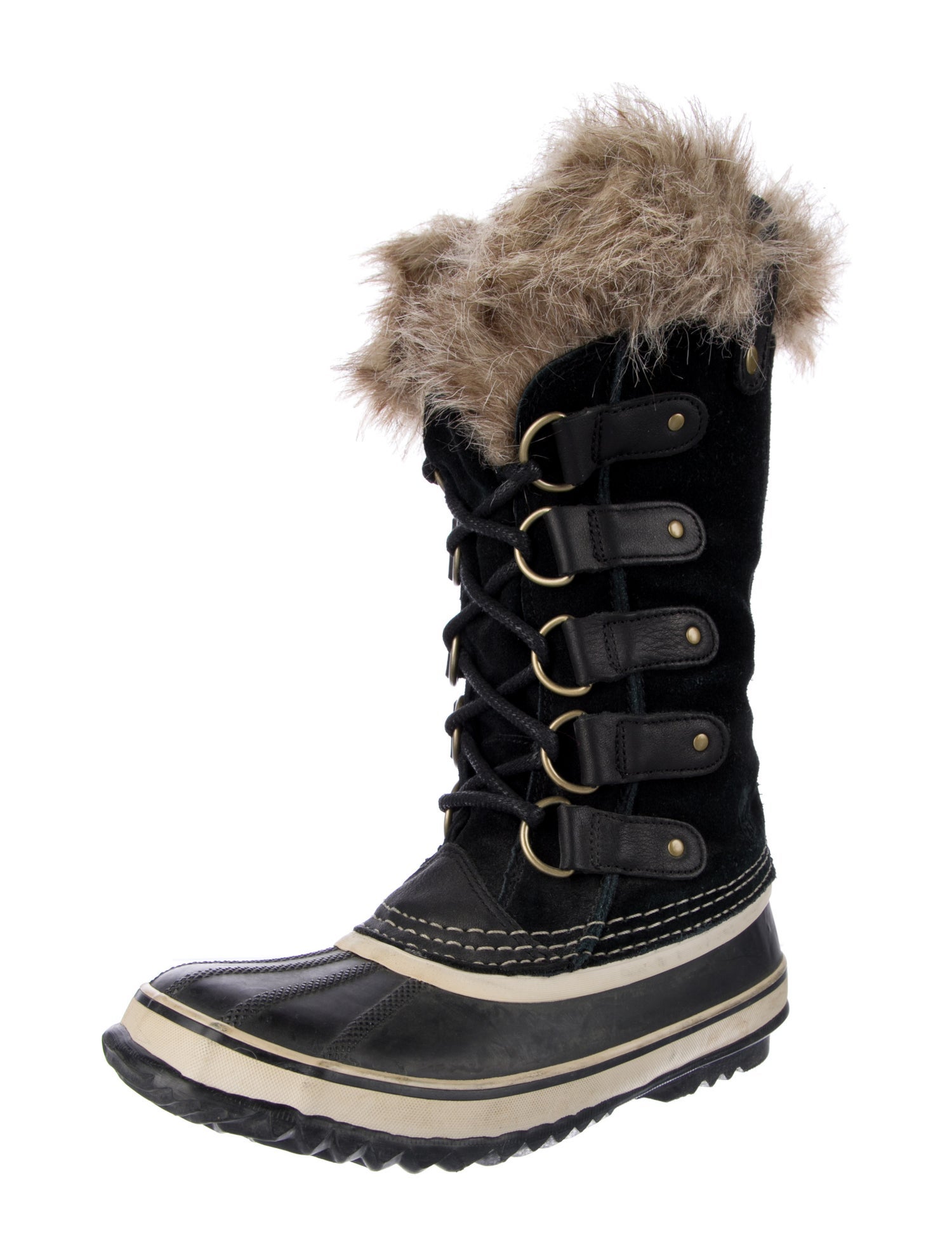 Sorel Suede Fur Trim Lace-Up Boots