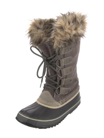 Sorel Suede Faux Fur Trim Lace-Up Boots