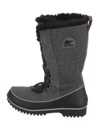 Sorel Canvas Houndstooth Print Lace-Up Boots