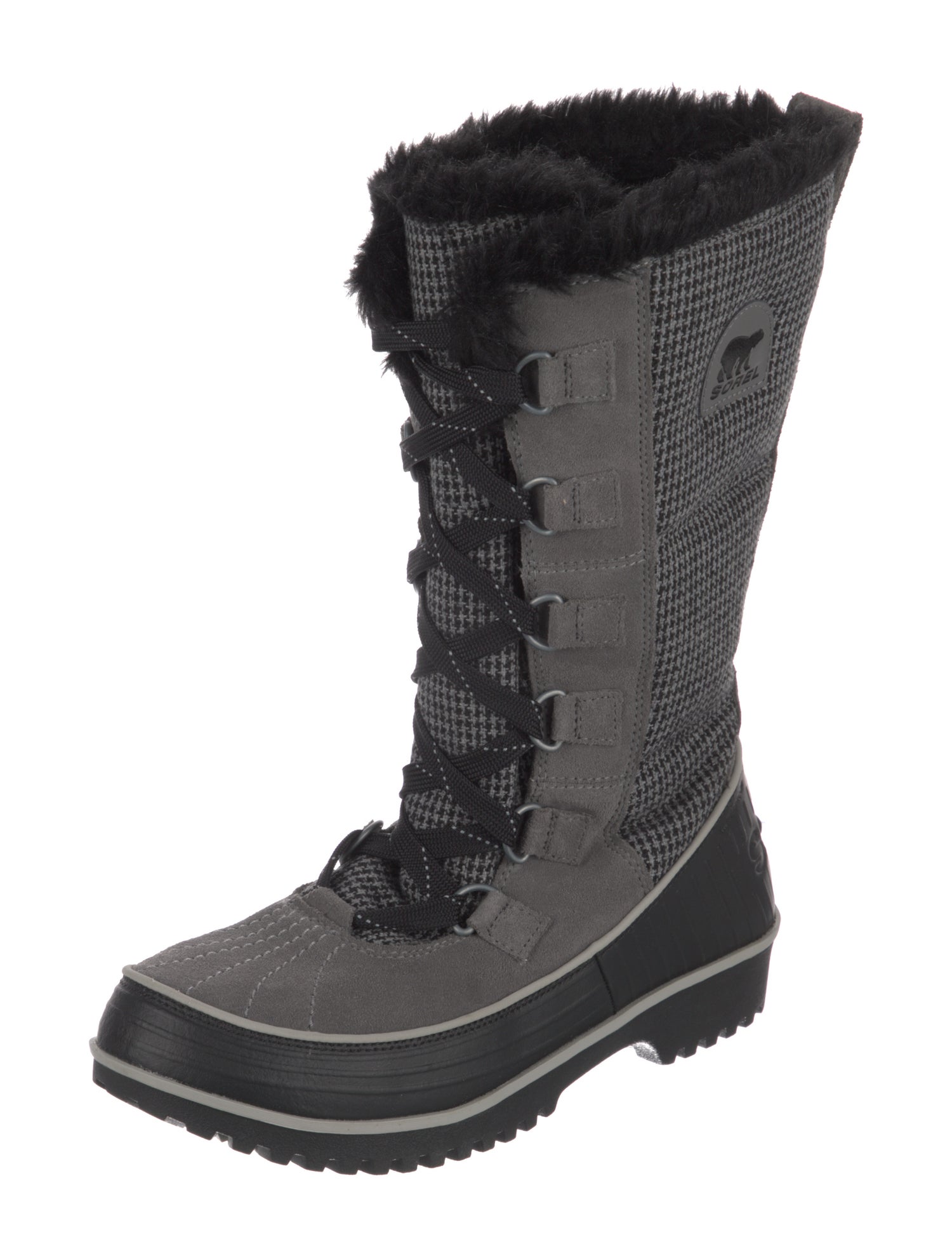 Sorel Canvas Houndstooth Print Lace-Up Boots