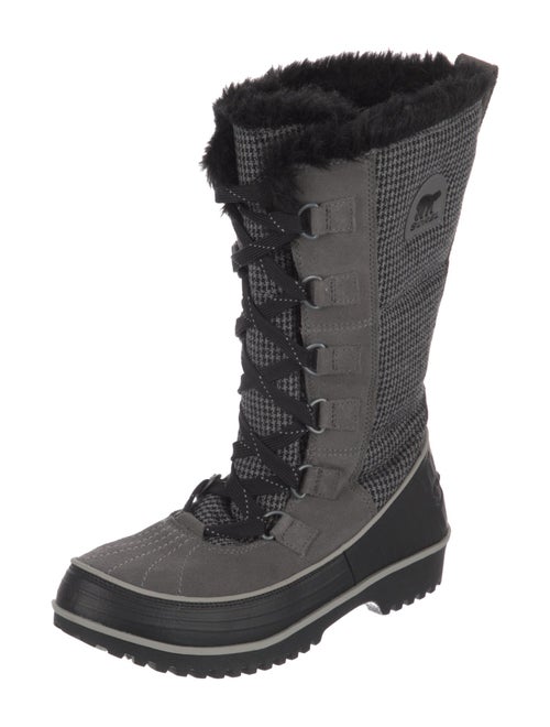 Sorel Canvas Houndstooth Print Lace-Up Boots