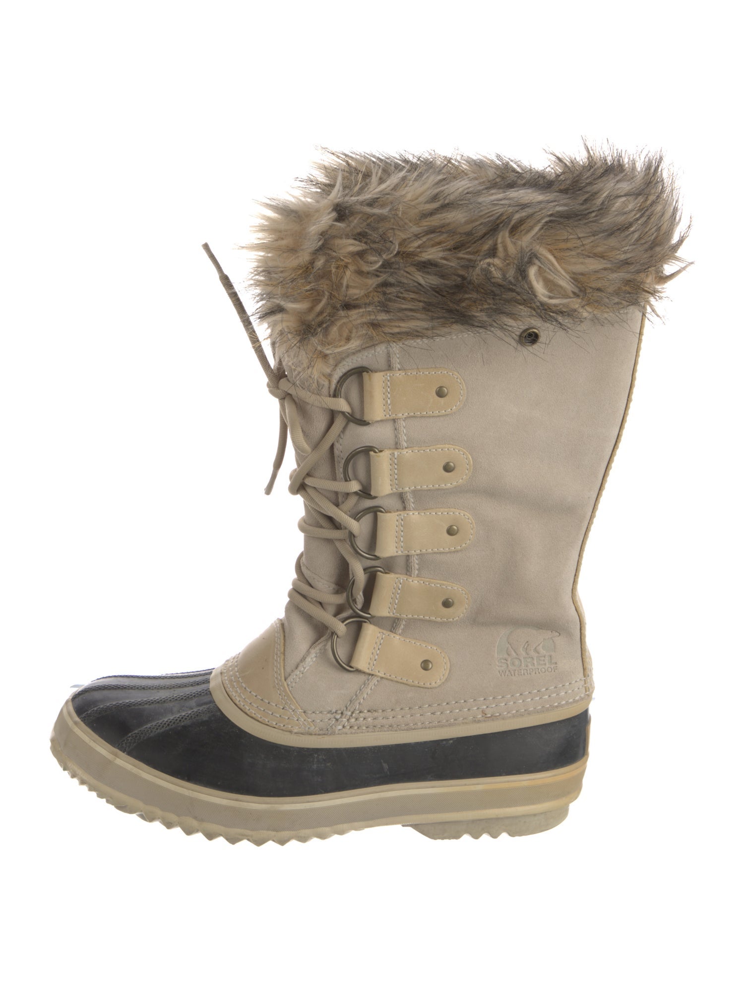 Sorel Suede Fur Trim Lace-Up Boots