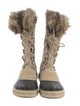 Sorel Suede Fur Trim Lace-Up Boots