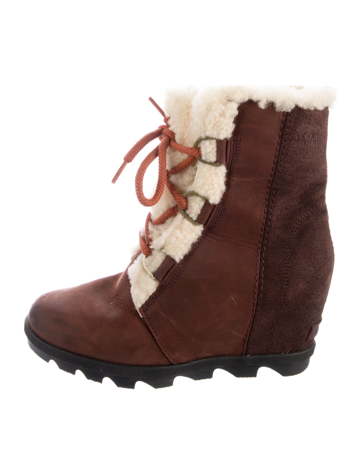 Sorel Suede Fur Trim Lace-Up Boots