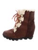 Sorel Suede Fur Trim Lace-Up Boots
