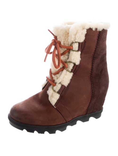 Sorel Suede Fur Trim Lace-Up Boots