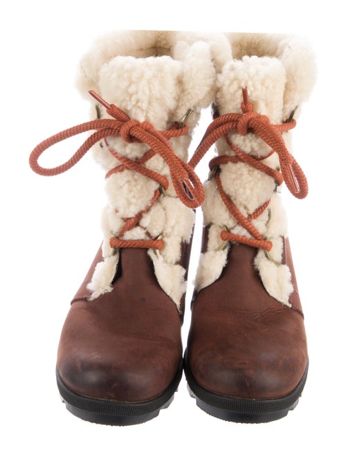 Sorel Suede Fur Trim Lace-Up Boots