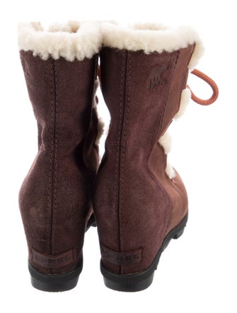 Sorel Suede Fur Trim Lace-Up Boots