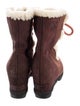 Sorel Suede Fur Trim Lace-Up Boots