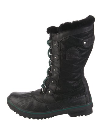 Sorel Wool Faux Fur Trim Lace-Up Boots