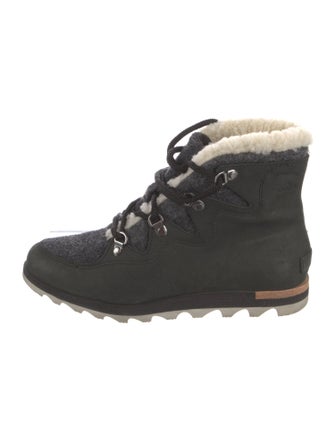 Sorel Suede Fur Trim Lace-Up Boots