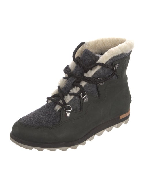 Sorel Suede Fur Trim Lace-Up Boots