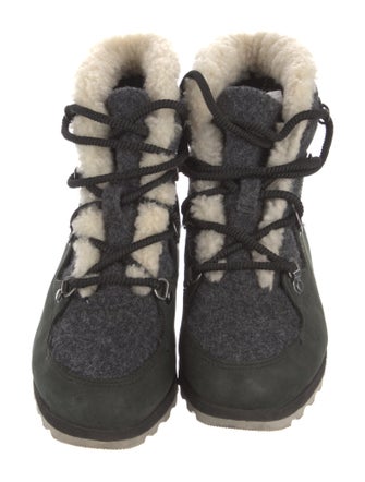 Sorel Suede Fur Trim Lace-Up Boots