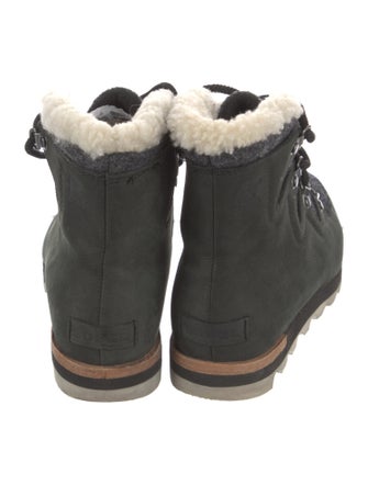 Sorel Suede Fur Trim Lace-Up Boots