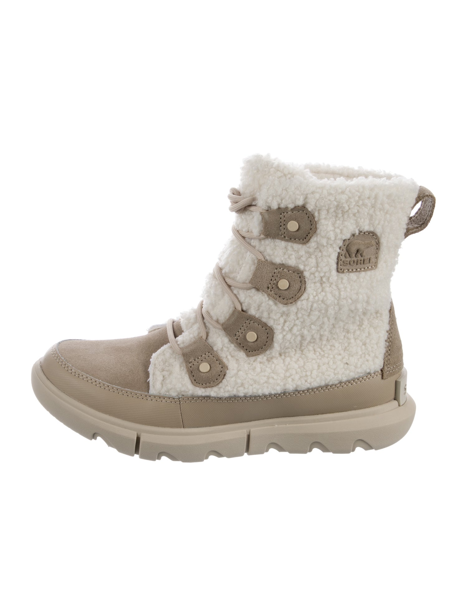 Sorel Shearling Colorblock Pattern Lace-Up Boots