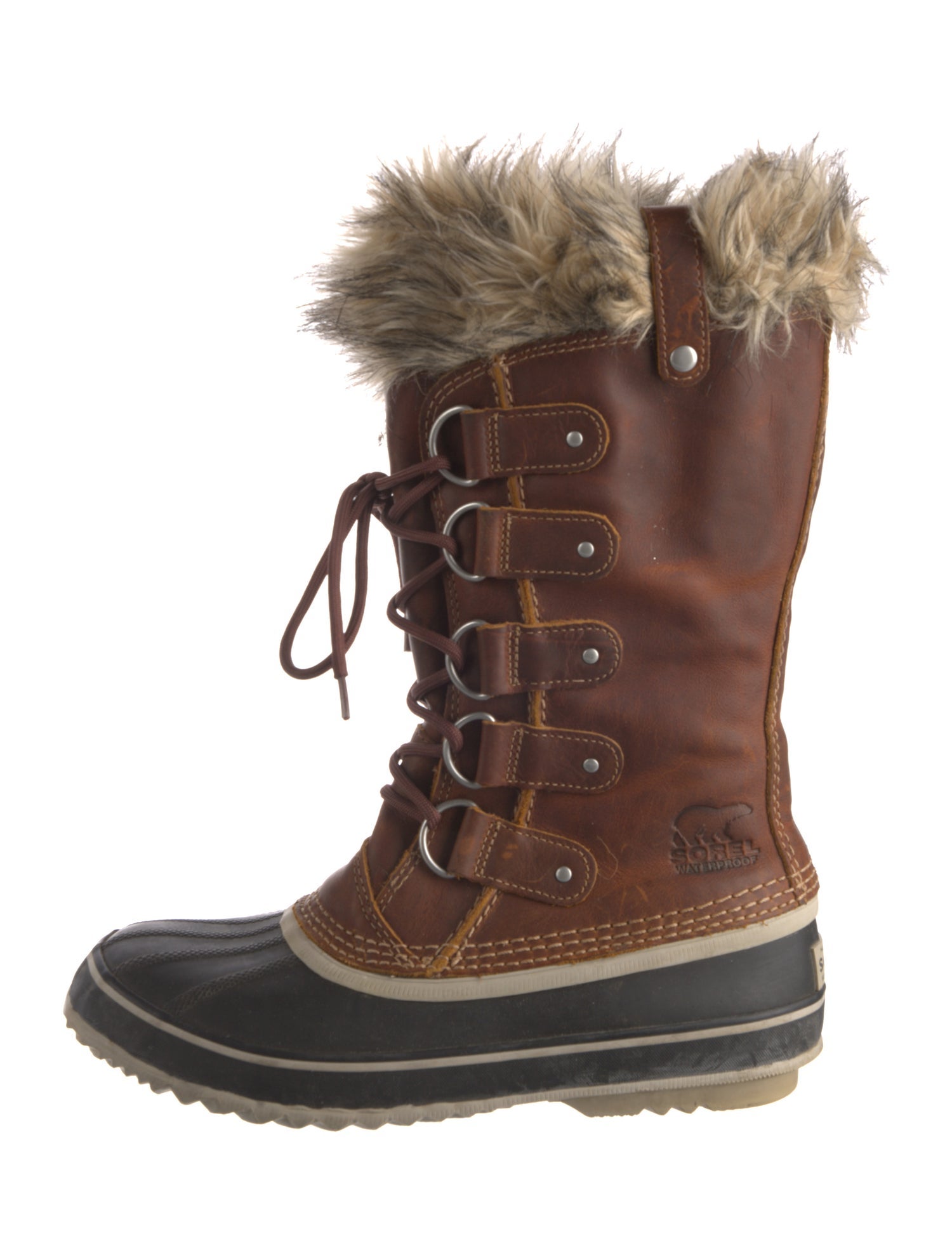 Sorel Leather Faux Fur Trim Lace-Up Boots