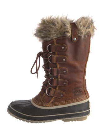 Sorel Leather Faux Fur Trim Lace-Up Boots