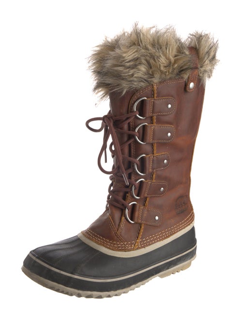 Sorel Leather Faux Fur Trim Lace-Up Boots