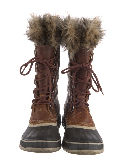 Sorel Leather Faux Fur Trim Lace-Up Boots